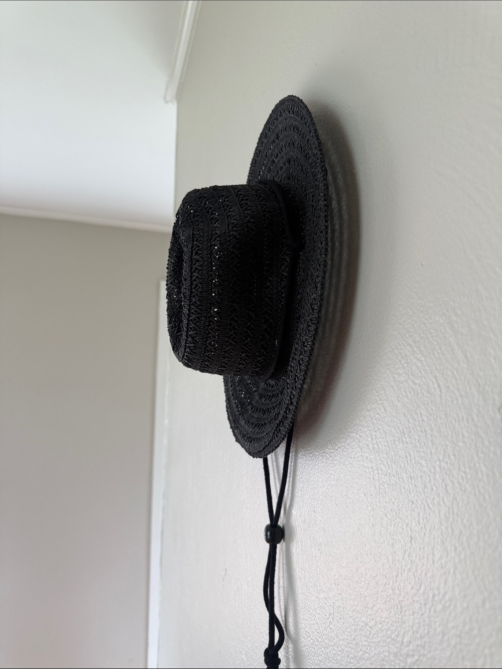 Wide Brim Straw Sun Hat - Black - Picture 2 of 6